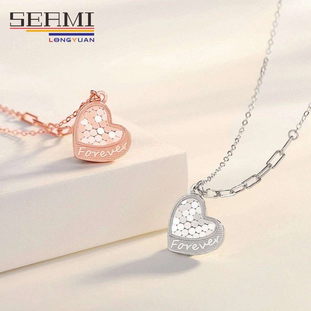 Fancy Sterling Silver Necklace Sparkling Heart Pendant Accessories