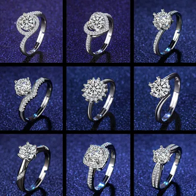 Anillo Romántico De Moda Anillos De Plata Compromiso De Boda De Diamantes