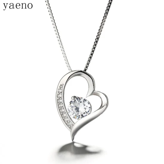 Yaeno Jewelry Factory Collar con colgante de corazón abierto de plata auténtica 925