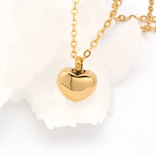 Collar personalizado de la urna de las cenizas del colgante del corazón de la joyería plateada oro del acero inoxidable 18K